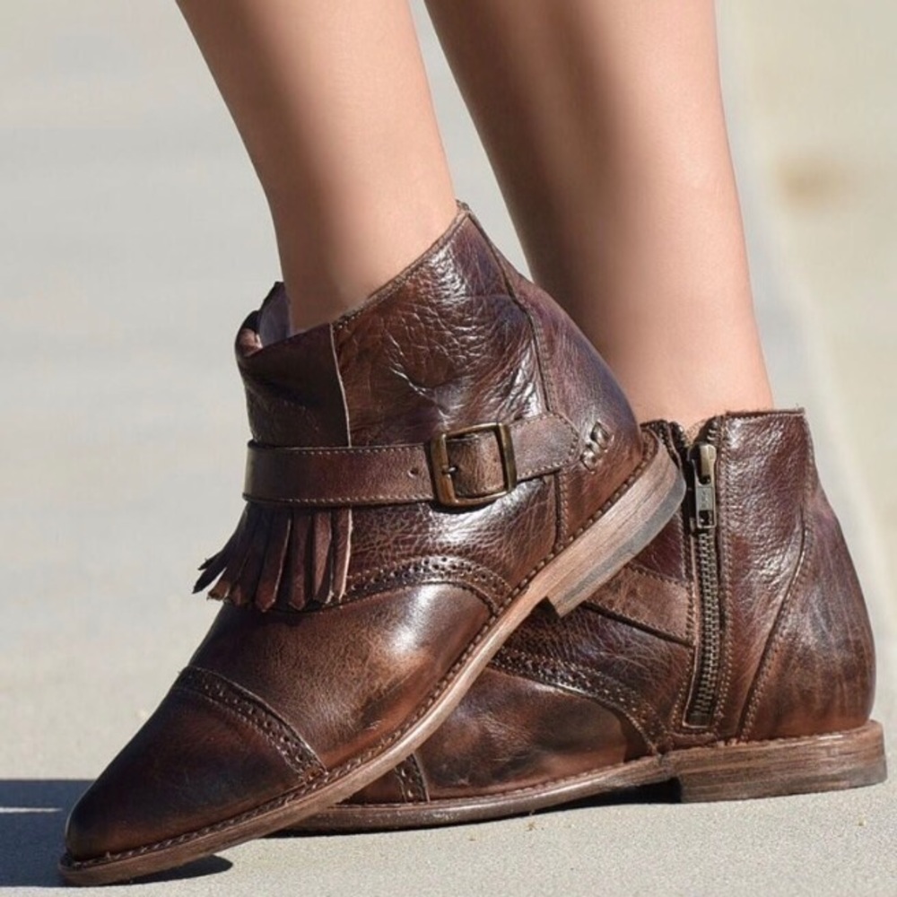 new Bed Stu ❉ Handmade Ankle Bootie ❉ Teak Rustic - Picture 3 of 10
